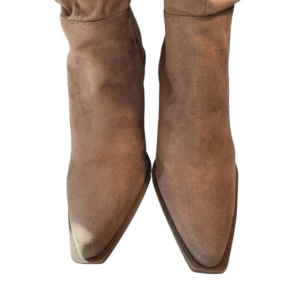 Charles David Slouchy Over-the-Knee Boots 9M Faux Suede Western Pointed Toe Chic